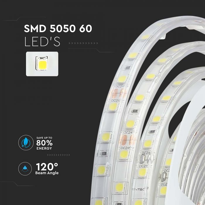 LED BANDA 24V IP65 3000K 9W 830 lm/m (5ml/rola)