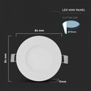 DOWNLIGHT CU LED 4000K 3W 130 lm IP20 ROTUND D=84x12mm VT