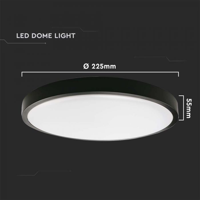CIL PLAFONIERA IP44 4000K 18W 1800 lm ROTUNDA D:225x55mm NEAGRA