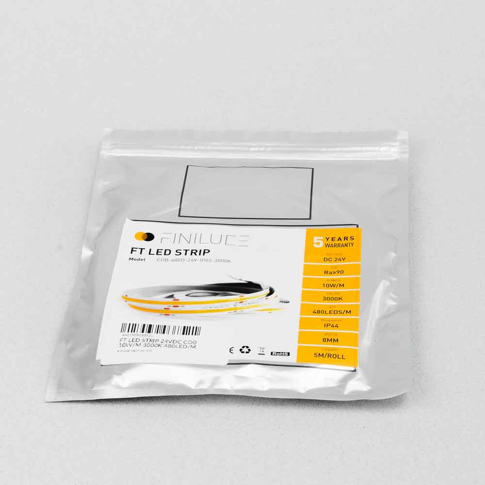 FT LED STRIP 24VDC COB 10W/M 4000K 480LED/M IP44 8MM 5M 5ANI