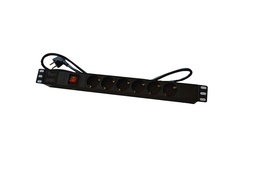 [BG05-G6K-PDU] VDI PRIZA 6x220V SCHUKO ON+OFF 1U ALUMINIU